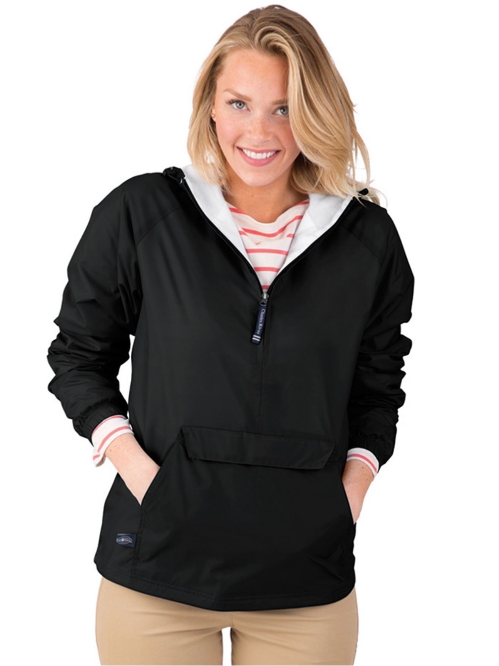 Charles River Half-Zip Black Windbreaker Coat Jacket Unisex S NWOT